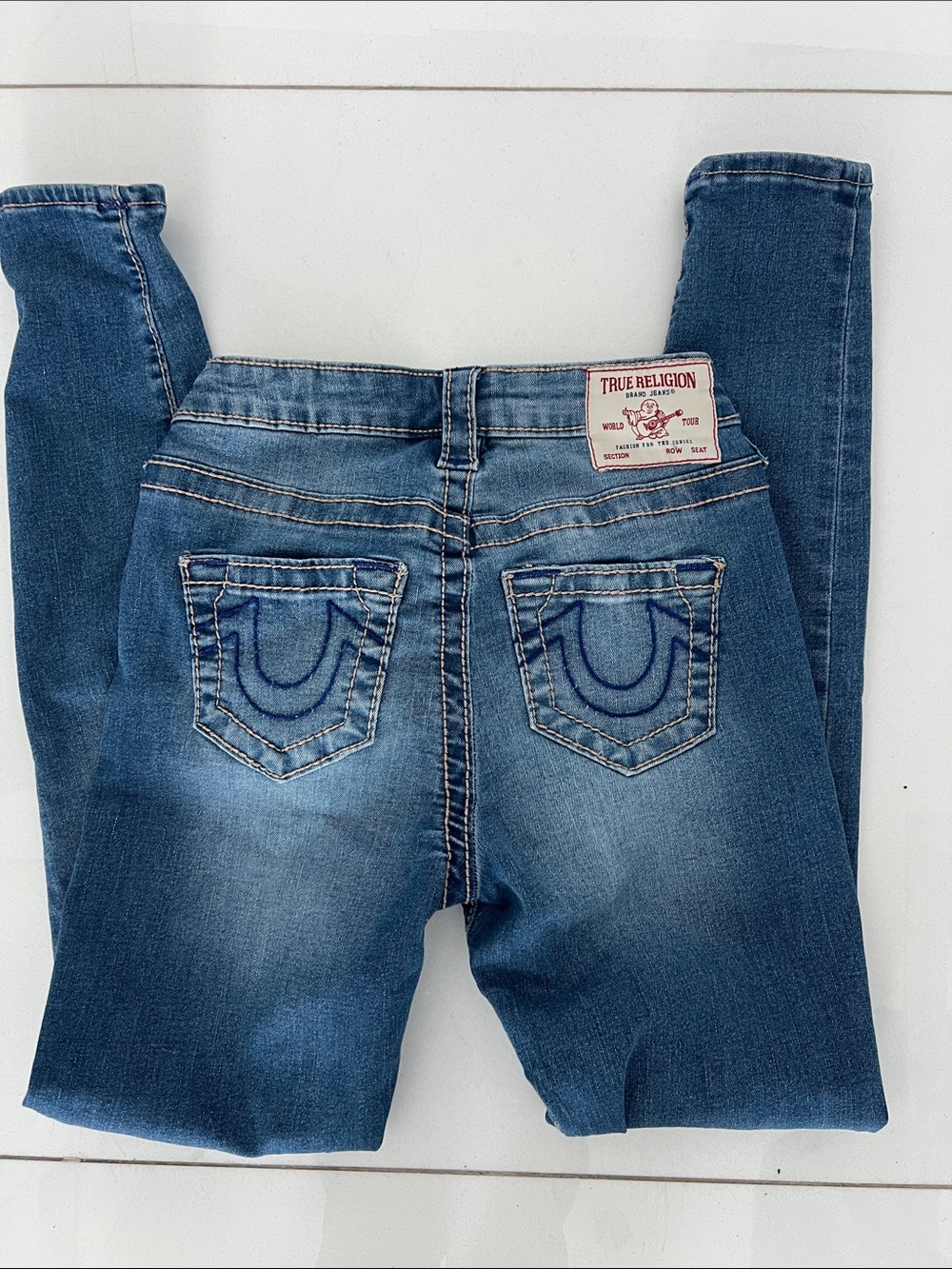 True Religion sz 25 Jennie Curvy mid rise super Skinny Jeans w/ Signature stitch